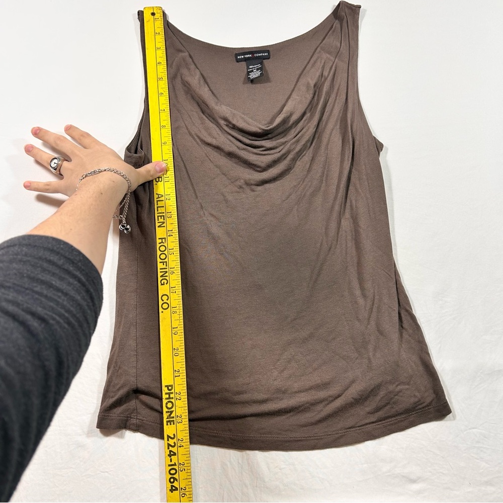 New York & Company Chocolate Drape Neck Tank Top - Picture 4 of 5